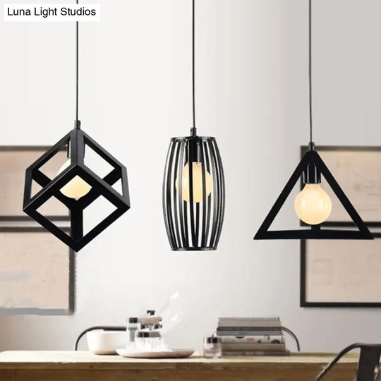 Industrial Black Iron Hanging Pendant Light With Multiple Shape Options