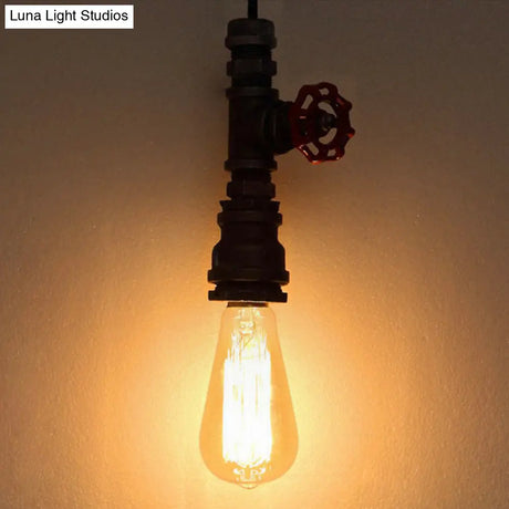 Iron Industrial 1-Light Pendant Ceiling Light With Exposed Bronze Bulb For Restaurant Down Lighting