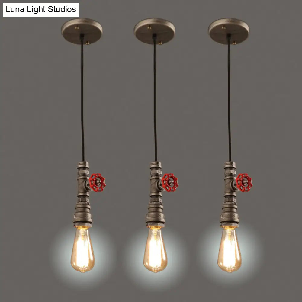 Iron Industrial 1-Light Pendant Ceiling Light With Exposed Bronze Bulb For Restaurant Down Lighting