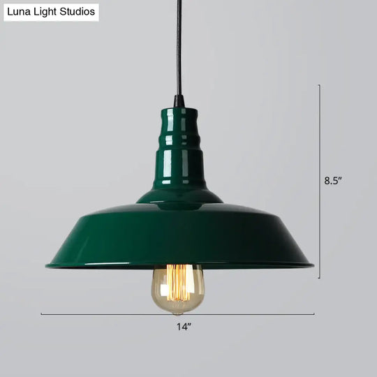 Industrial Style Iron Pendant Light Fixture - Barn Restaurant Hanging Lamp Green / Medium