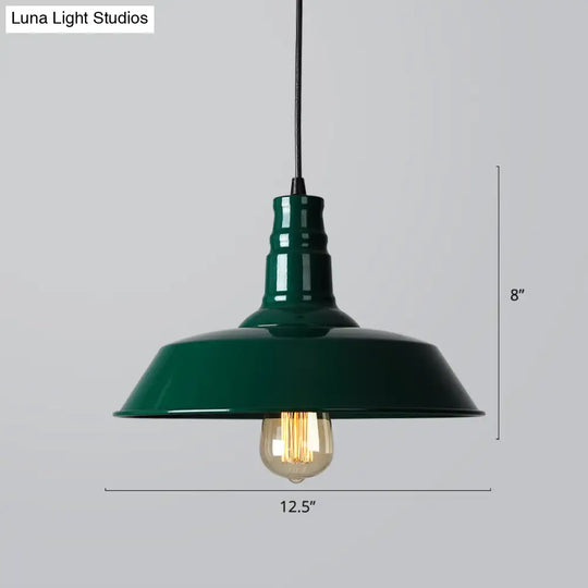 Industrial Style Iron Pendant Light Fixture - Barn Restaurant Hanging Lamp Green / Small