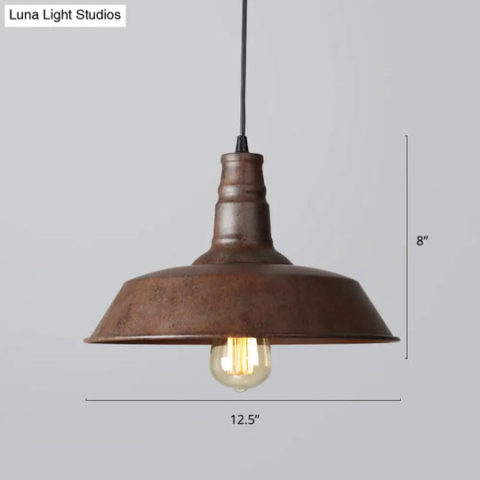 Industrial Style Iron Pendant Light Fixture - Barn Restaurant Hanging Lamp Bronze / Small