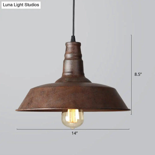 Industrial Style Iron Pendant Light Fixture - Barn Restaurant Hanging Lamp Bronze / Medium
