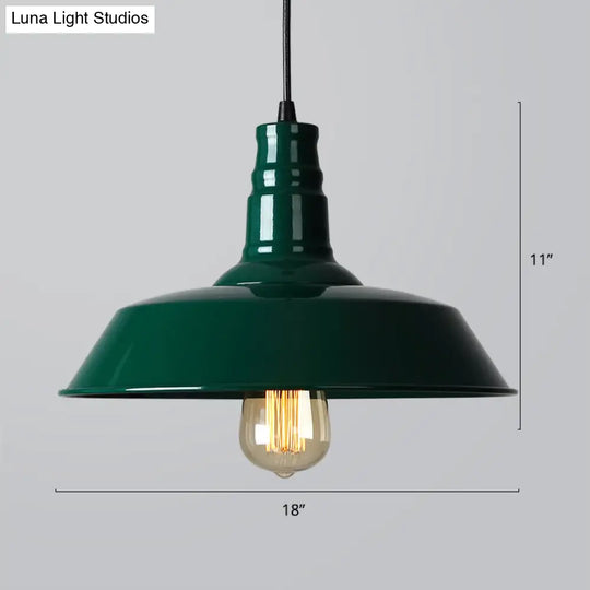 Industrial Style Iron Pendant Light Fixture - Barn Restaurant Hanging Lamp Green / Large