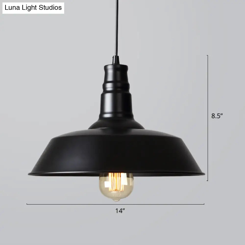 Industrial Style Iron Pendant Light Fixture - Barn Restaurant Hanging Lamp Black / Medium