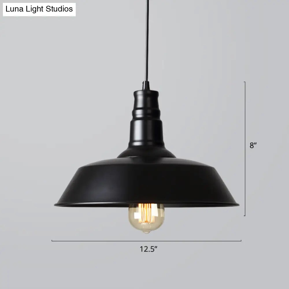 Industrial Style Iron Pendant Light Fixture - Barn Restaurant Hanging Lamp Black / Small