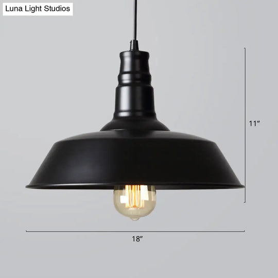 Industrial Style Iron Pendant Light Fixture - Barn Restaurant Hanging Lamp Black / Large