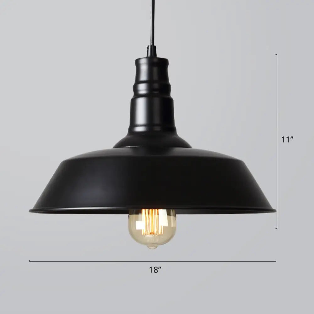 Iron Industrial Pendant Light For Barn Restaurant With 1-Light Fixture Black / Large