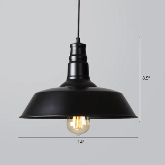 Iron Industrial Pendant Light For Barn Restaurant With 1-Light Fixture Black / Medium