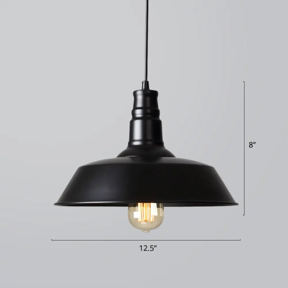Iron Industrial Pendant Light For Barn Restaurant With 1-Light Fixture Black / Small
