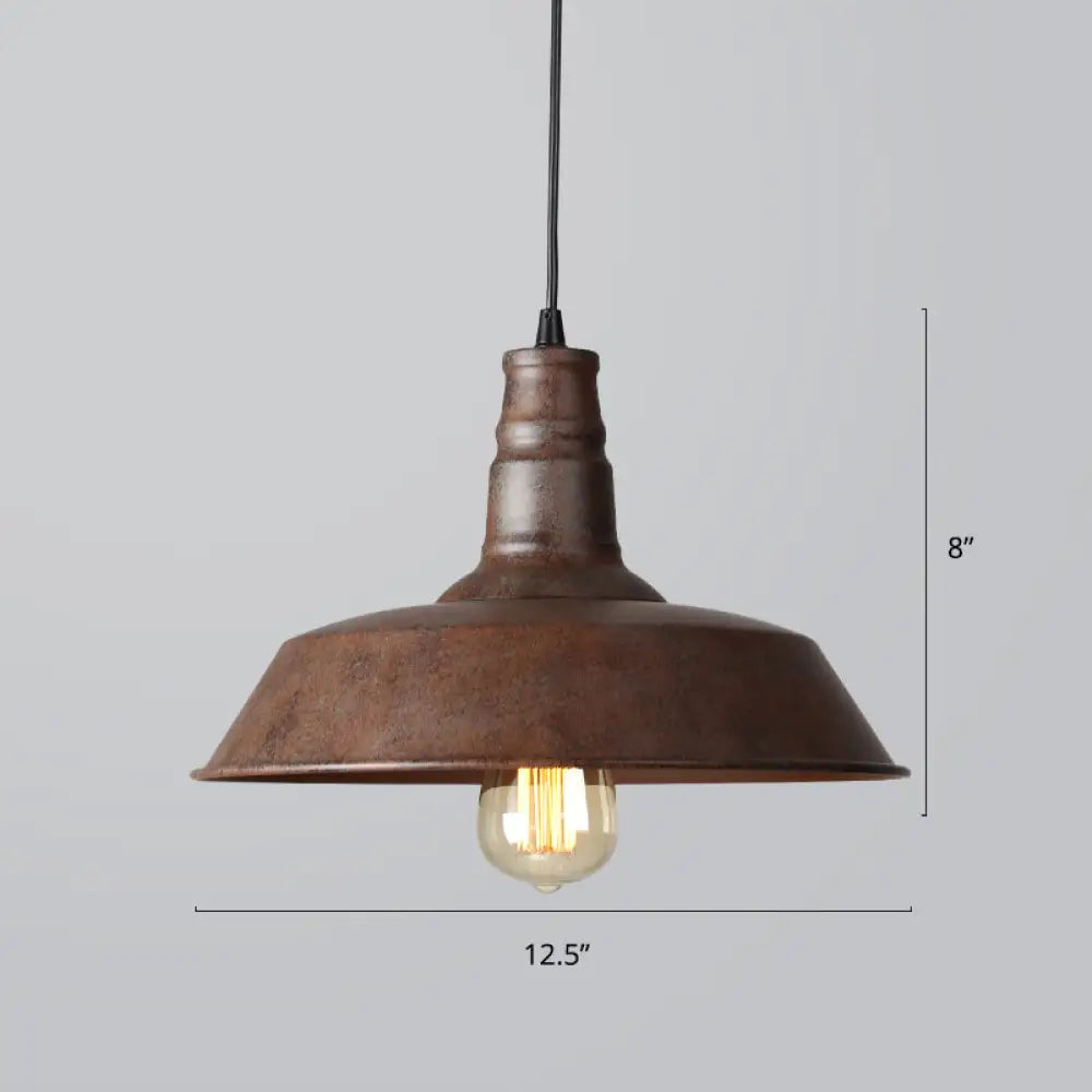 Iron Industrial Pendant Light For Barn Restaurant With 1-Light Fixture Bronze / Small