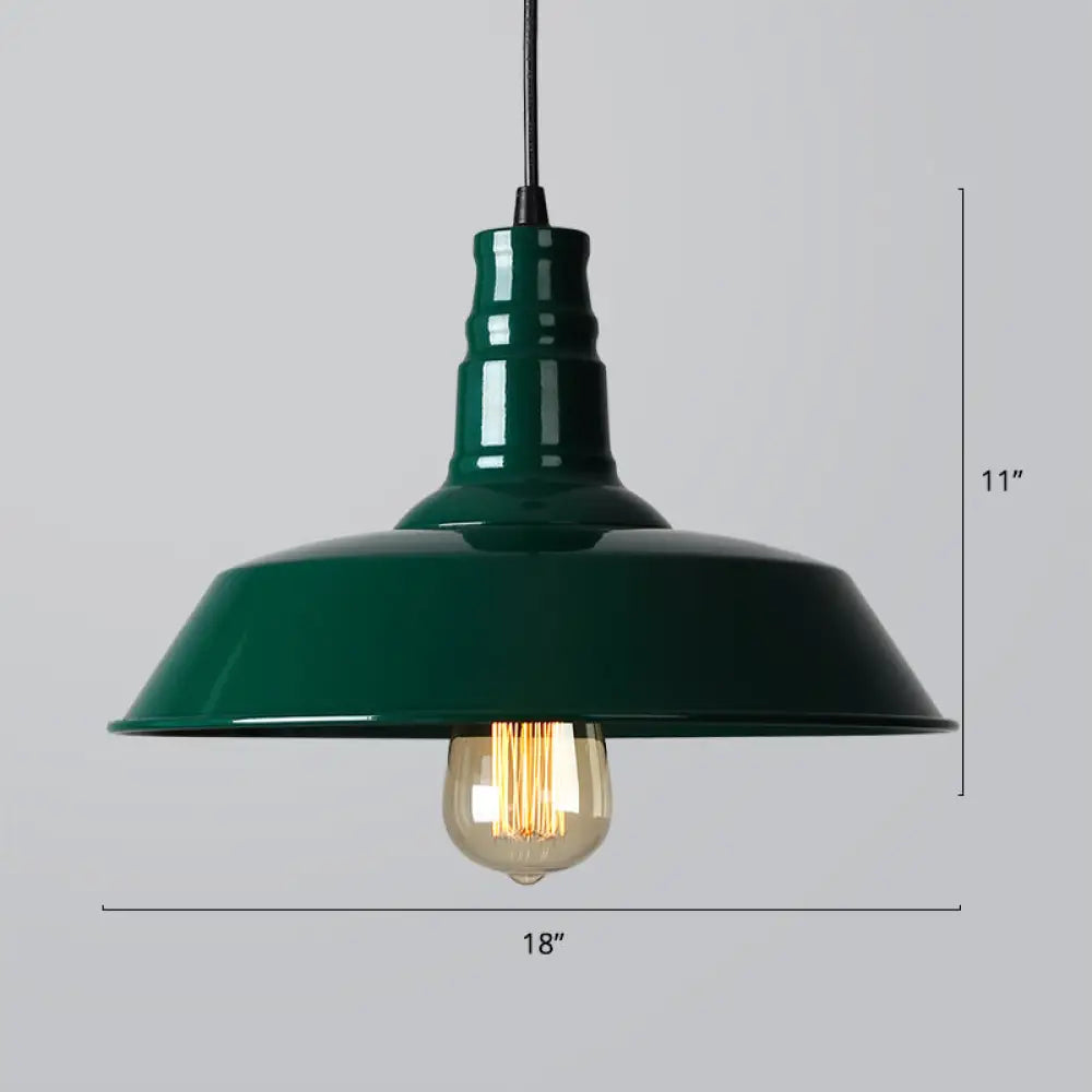 Iron Industrial Pendant Light For Barn Restaurant With 1-Light Fixture Green / Large