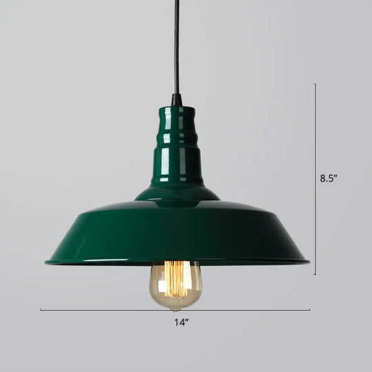 Iron Industrial Pendant Light For Barn Restaurant With 1-Light Fixture Green / Medium
