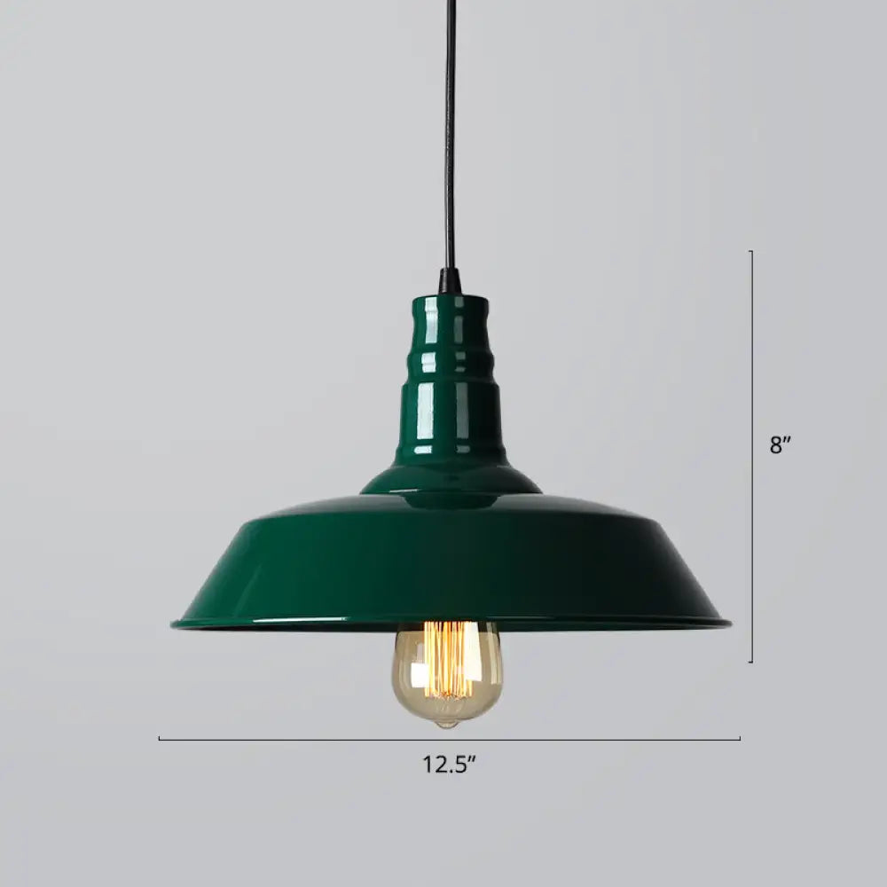 Iron Industrial Pendant Light For Barn Restaurant With 1-Light Fixture Green / Small