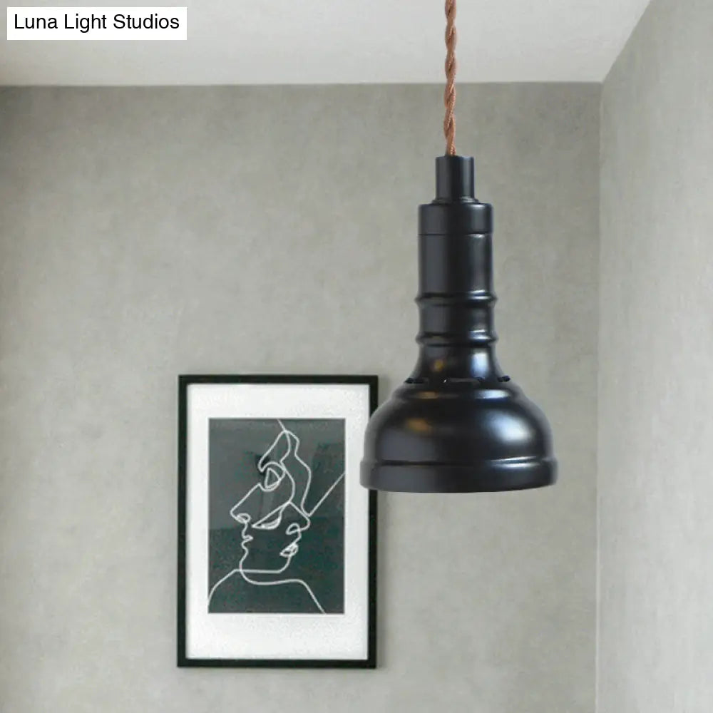 Iron Black Industrial Pendant Light - Torchlight 1-Bulb Suspension Lamp Kit