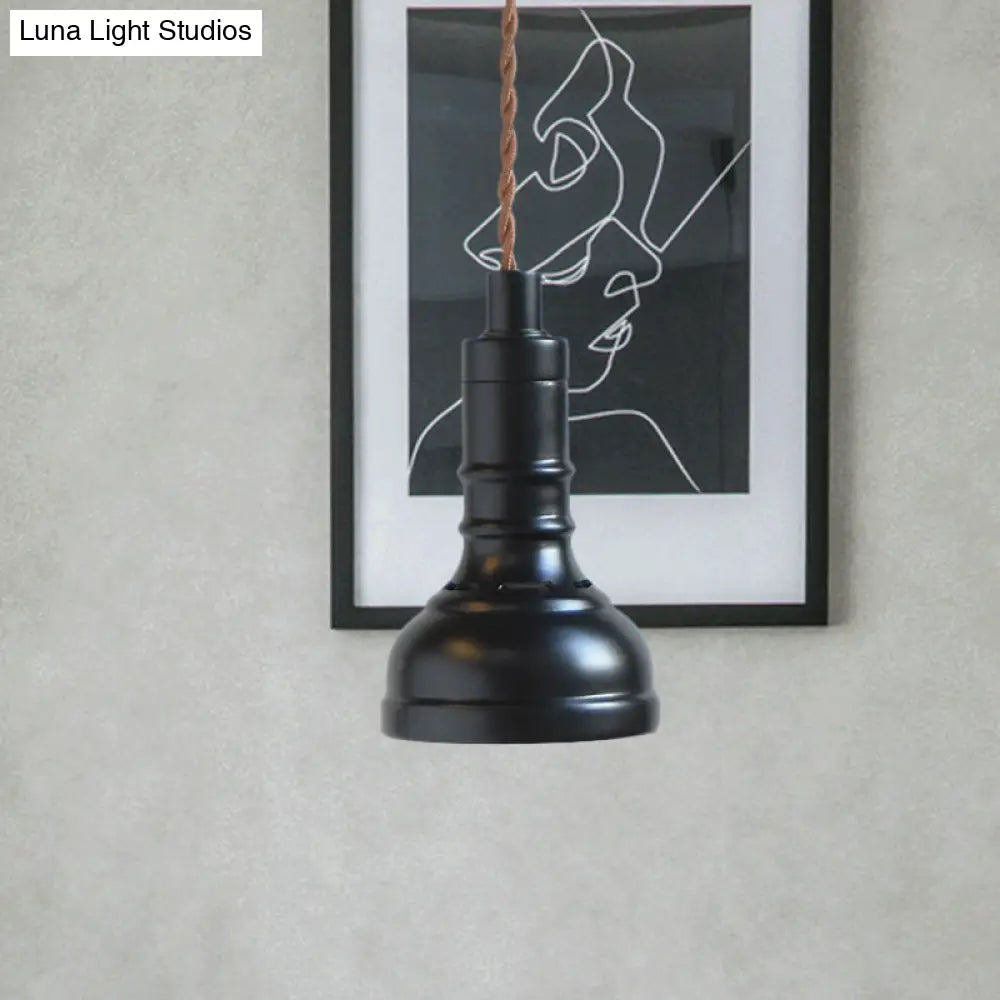 Iron Industrial Pendant Light Kit With Black Suspension And 1 Bulb