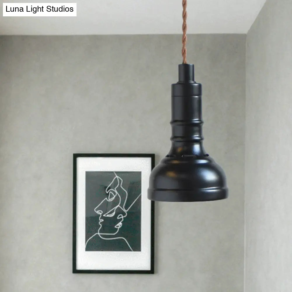 Iron Industrial Pendant Light Kit With Black Suspension And 1 Bulb