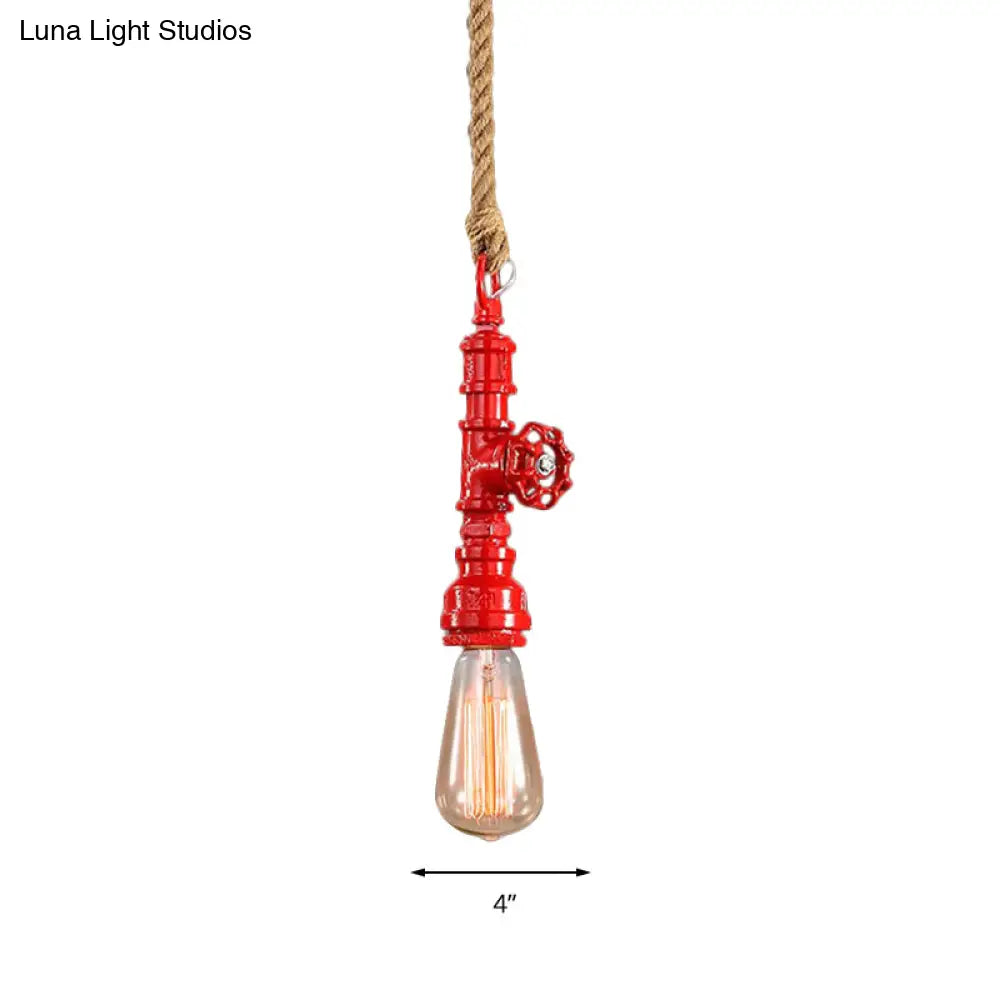 Iron Industrial Pipe Ceiling Light Fixture – Red/Blue Finish 1-Light Stairway Lamp