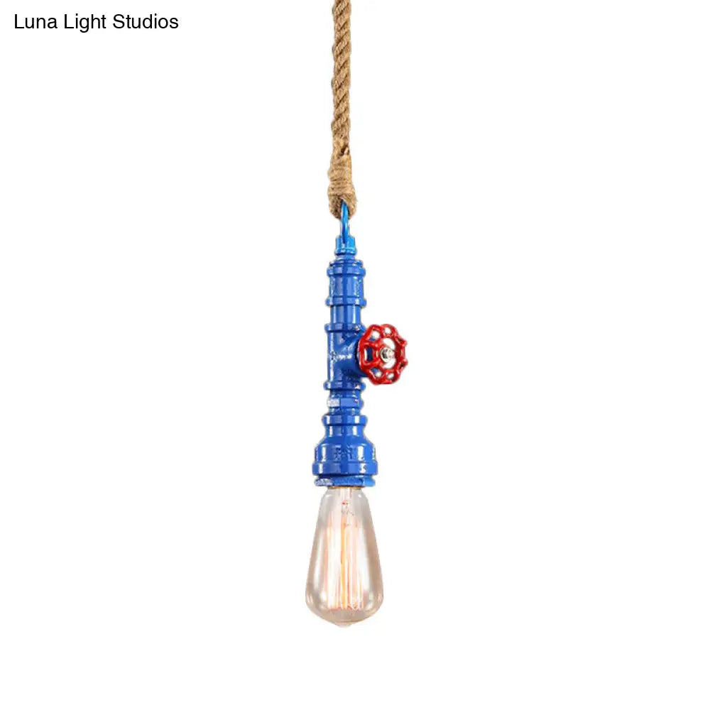 Iron Industrial Style Pipe Ceiling Light Fixture Red/Blue Finish Stairway Suspended Blue