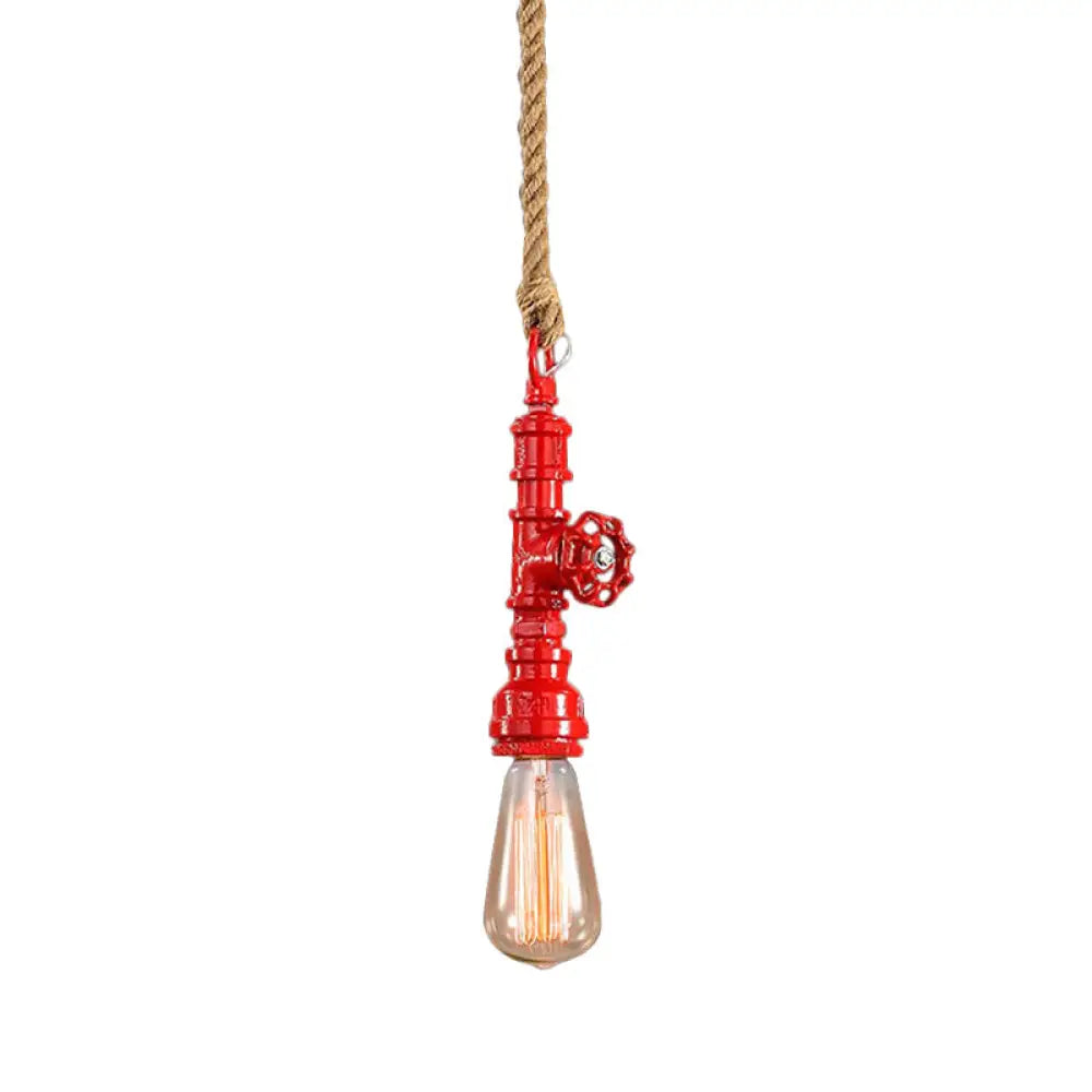 Iron Industrial Pipe Ceiling Light Fixture – Red/Blue Finish 1-Light Stairway Lamp Red