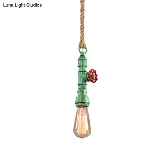 Iron Industrial Style Pipe Ceiling Light Fixture Red/Blue Finish Stairway Suspended Green