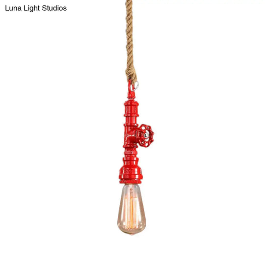 Iron Industrial Style Pipe Ceiling Light Fixture Red/Blue Finish Stairway Suspended Red