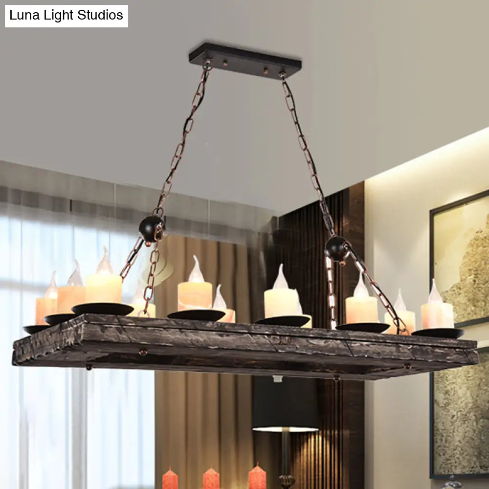 Antique Iron Lantern Chandelier For Commercial Restaurant Lighting With Wooden Pendant Wood / K