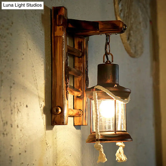 Iron Lantern Kerosene Light - Industrial Style Wall Fixture In Bronze