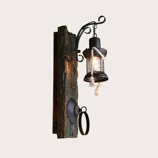 Iron Lantern Kerosene Light - Industrial Style Wall Fixture In Bronze / G