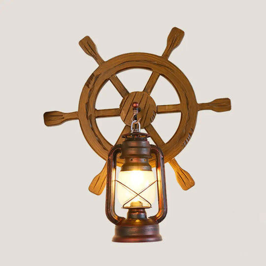 Iron Lantern Kerosene Light - Industrial Style Wall Fixture In Bronze / I