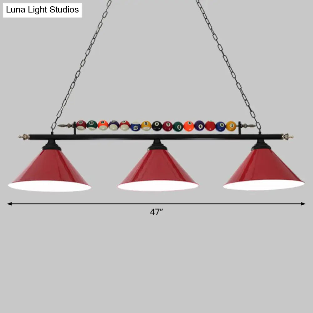 Iron Linear Island Ceiling Light With Cone Shade - Industrial Country Club Style