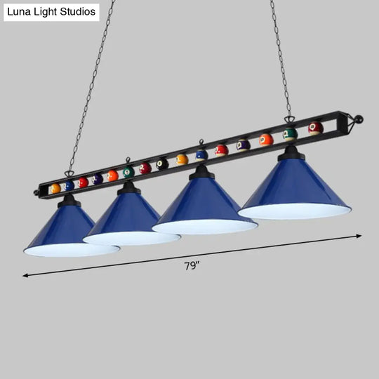 Iron Linear Island Ceiling Light With Cone Shade - Industrial Country Club Style