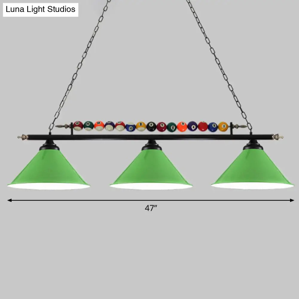 Iron Linear Island Ceiling Light With Cone Shade - Industrial Country Club Style