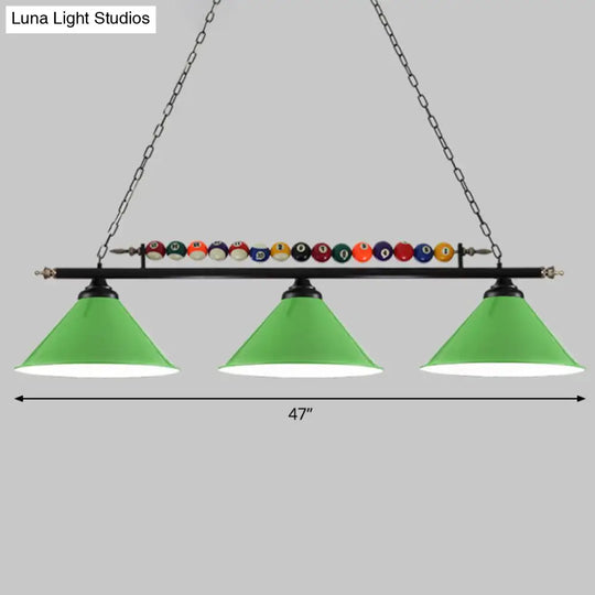 Iron Linear Island Ceiling Light With Cone Shade - Industrial Country Club Style