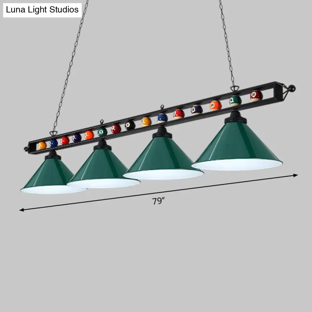 Iron Linear Island Ceiling Light With Cone Shade - Industrial Country Club Style