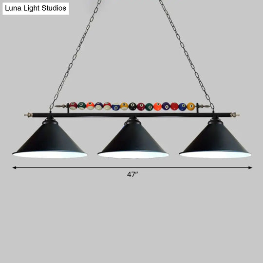 Iron Linear Island Ceiling Light With Cone Shade - Industrial Country Club Style