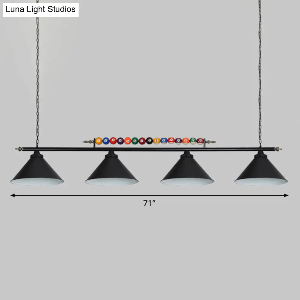 Iron Linear Island Ceiling Light With Cone Shade - Industrial Country Club Style