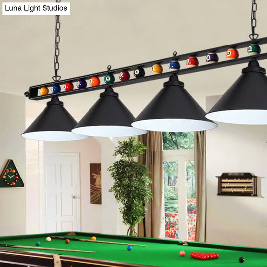 Iron Linear Island Ceiling Light With Cone Shade - Industrial Country Club Style