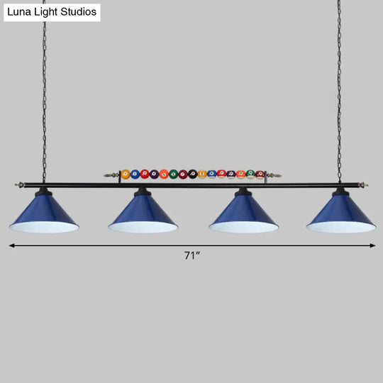 Iron Linear Island Ceiling Light With Cone Shade - Industrial Country Club Style