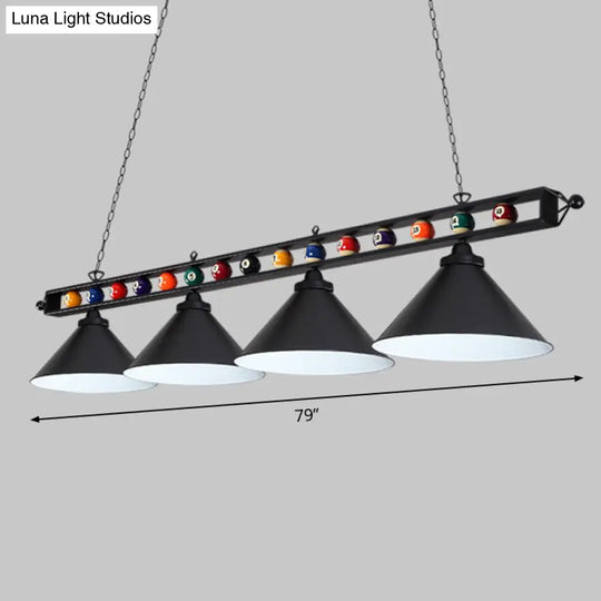 Iron Linear Island Ceiling Light With Cone Shade - Industrial Country Club Style