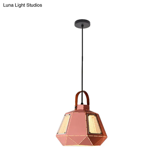 Iron Macaron Pendant Light Kit With 1 Head & Laser-Cut Design In Pink Yellow Or Blue