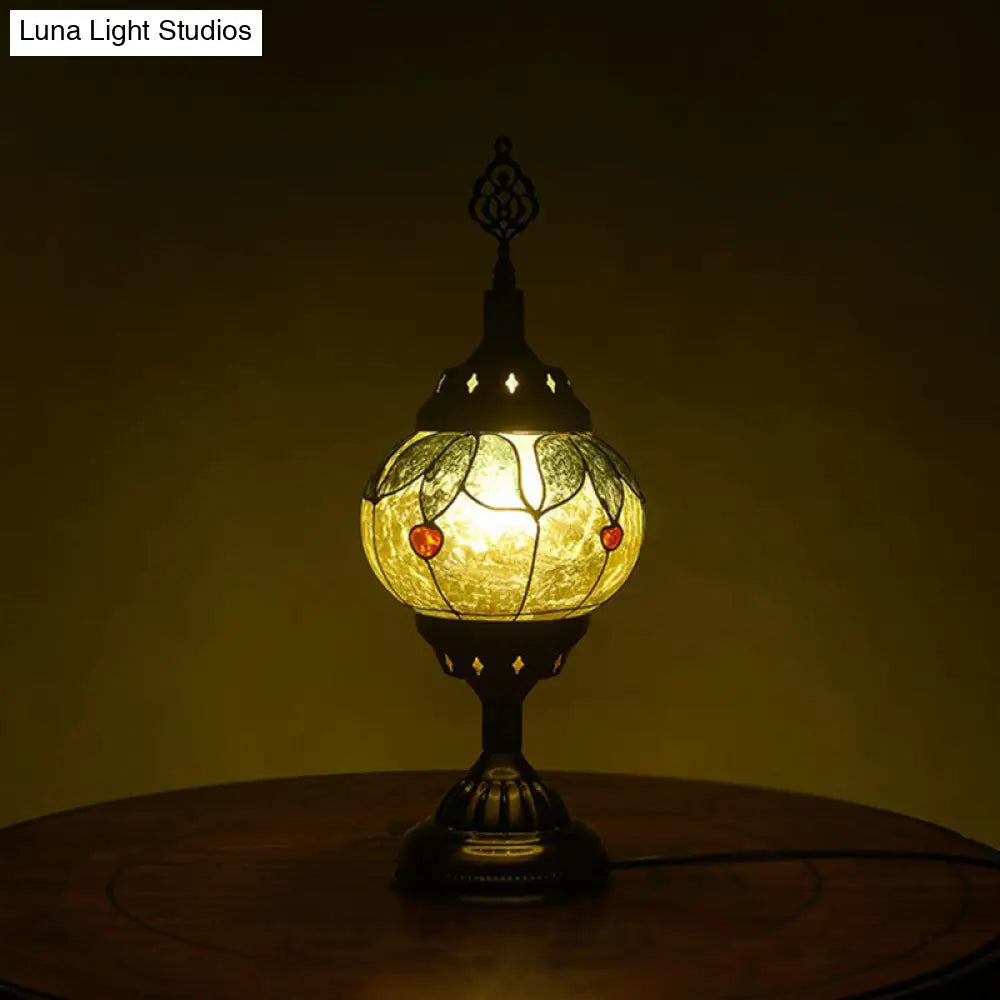 Iron Nightstand Lamp - Turkish-Style 1-Light Table Lighting For Study Room In Bronze Finish