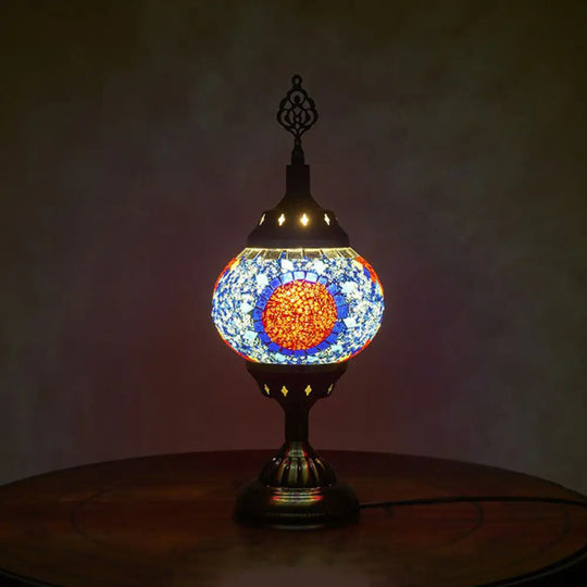 Iron Nightstand Lamp - Turkish-Style 1-Light Table Lighting For Study Room In Bronze Finish / B