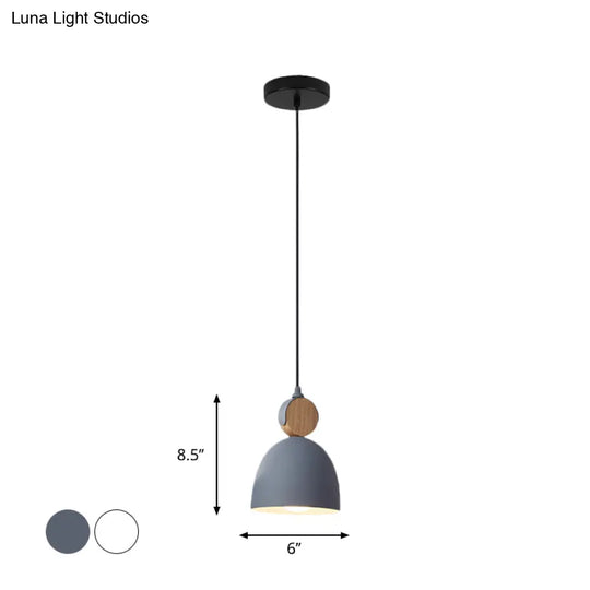 Iron Nordic Pendant Lamp With Oval/Cone/Dome Shade In Grey/White For Bedroom