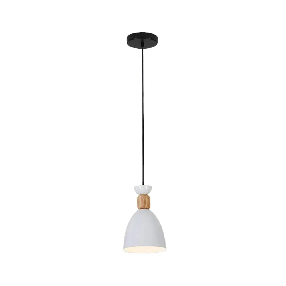 Iron Nordic Pendant Lamp With Oval/Cone/Dome Shade In Grey/White For Bedroom White / Oval