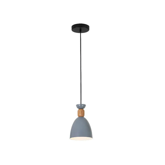 Iron Nordic Pendant Lamp With Oval/Cone/Dome Shade In Grey/White For Bedroom Grey / Oval