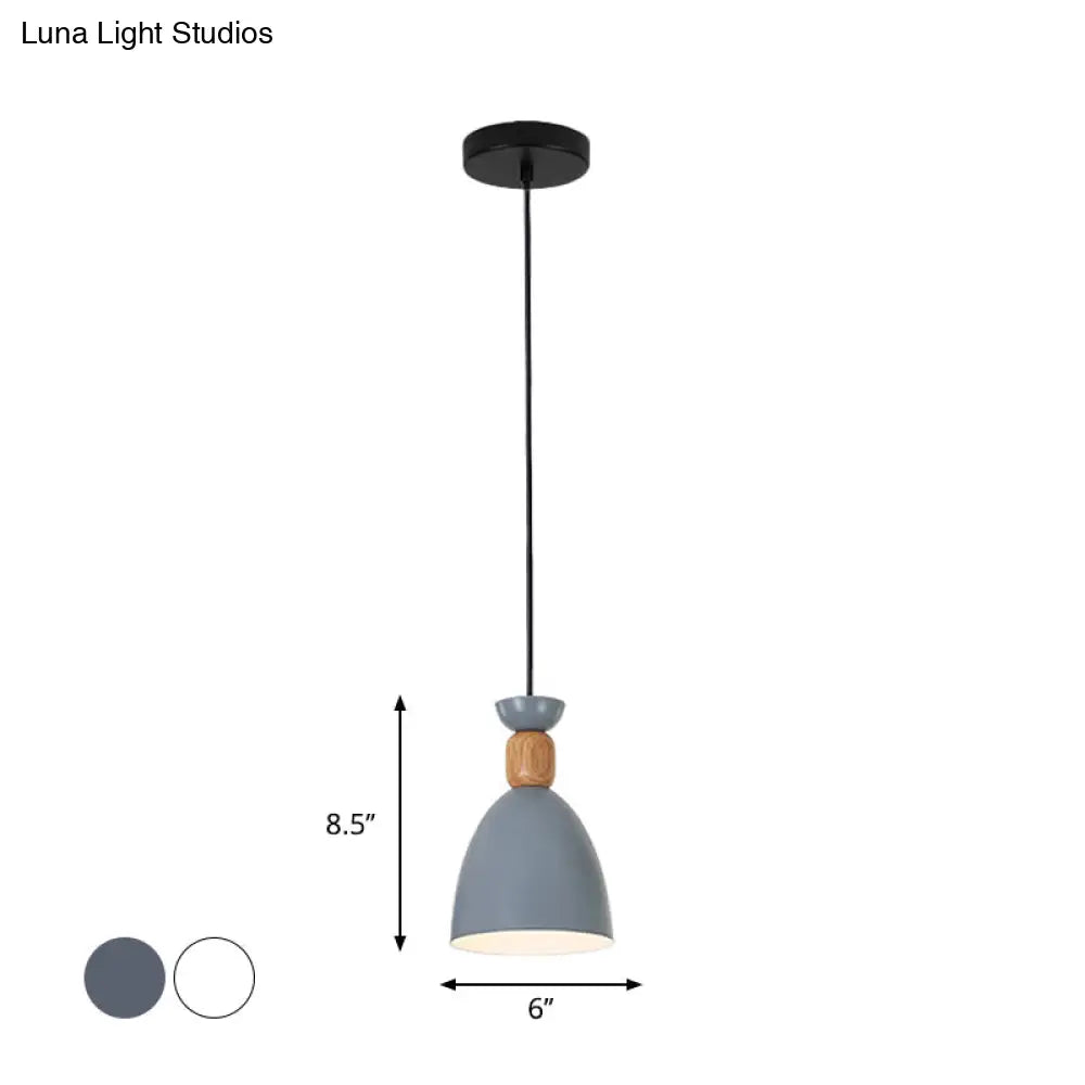 Iron Nordic Pendant Lamp With Oval/Cone/Dome Shade In Grey/White For Bedroom