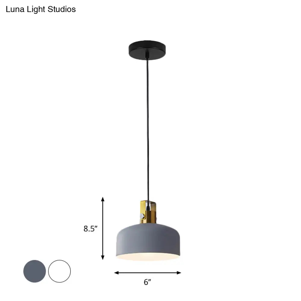 Iron Nordic Pendant Lamp With Oval/Cone/Dome Shade In Grey/White For Bedroom