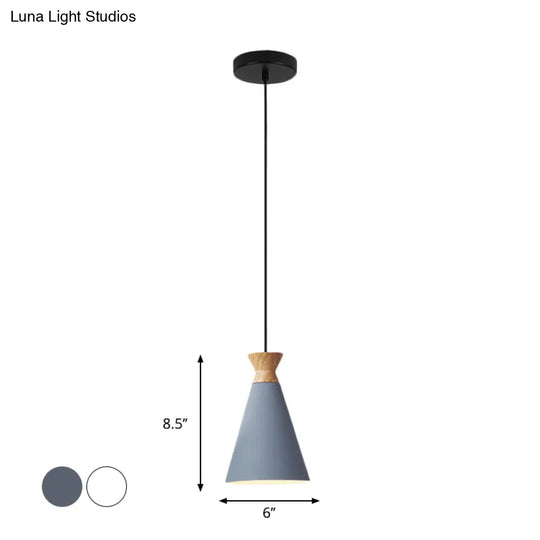 Iron Nordic Pendant Lamp With Oval/Cone/Dome Shade In Grey/White For Bedroom