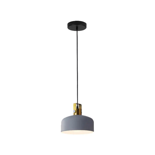 Iron Nordic Pendant Lamp With Oval/Cone/Dome Shade In Grey/White For Bedroom Grey / Cylinder